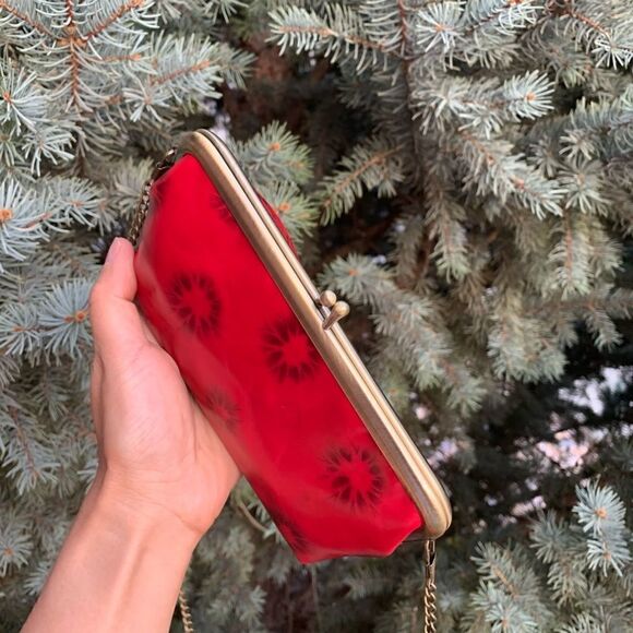 Red Cowhide Leather Handmade Push-lock Purse/Crossbody Includes  Small Clutch - Picture 16 of 16